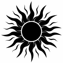 Sun vector silhouette black design white background