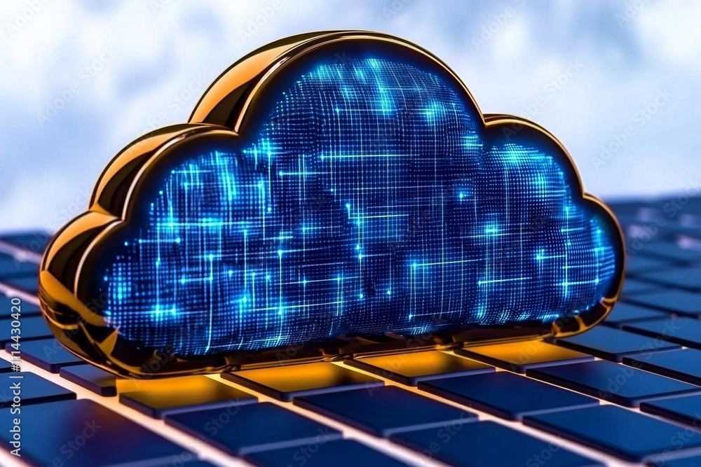 Poster minimal photostock of a cloud computing transfer big data on internet