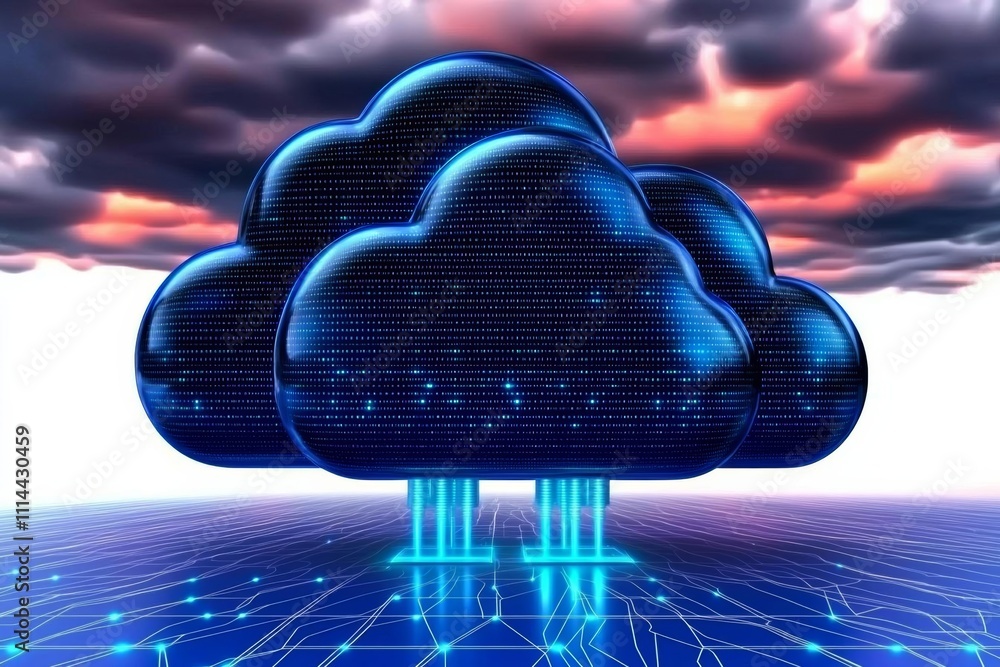 Poster minimal photostock of a cloud computing transfer big data on internet