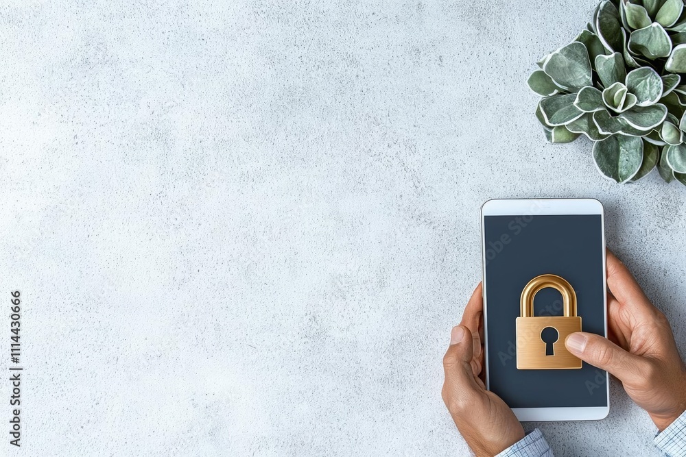 Poster minimal photostock of a cyber security internet and networking concept