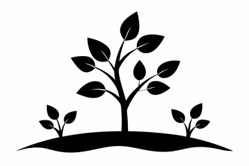 Obraz premium Simple Silhouette of Sapling Stories in Black Vector Art