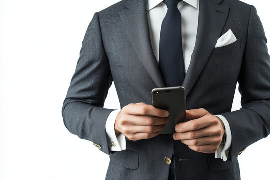 businessman holding a mobile phone