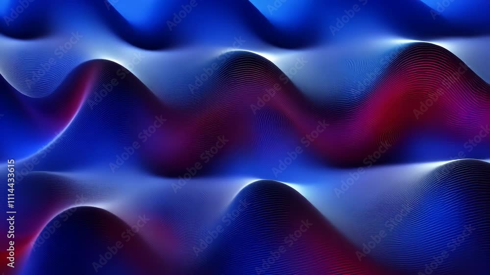 Poster abstract wave patterns in vibrant blue and red colors create a mesmerizing visual experience