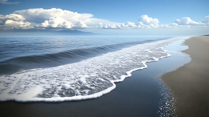 Naklejka premium Serene Ocean Waves Lap Gently on Sandy Shore