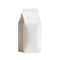 Isolated on a transparent background. Minimalist white milk carton on white background.