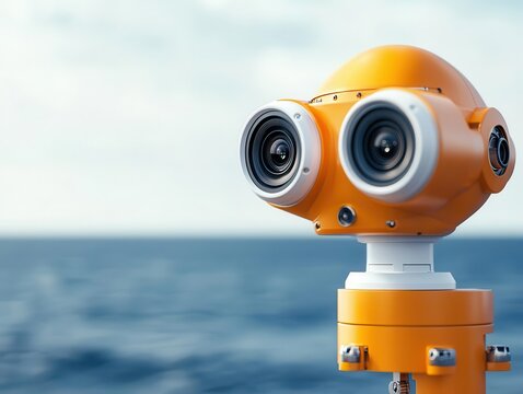 Closeup of a selfdriving ship s camera and sensor array, enabling obstacle detection and collision avoidance