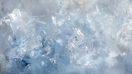 Obraz premium An abstract icy background with frost patterns and crystalline textures in pale blue and silver.