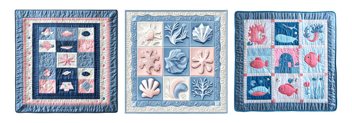 Colorful Quilted Pattern Featuring Sea Life Designs