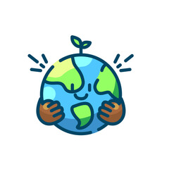 llustration fill icon of a save earth