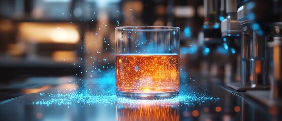 Exploring innovative culinary techniques in a dynamic food lab with glowing high-tech equipment a futuristic laboratory experience