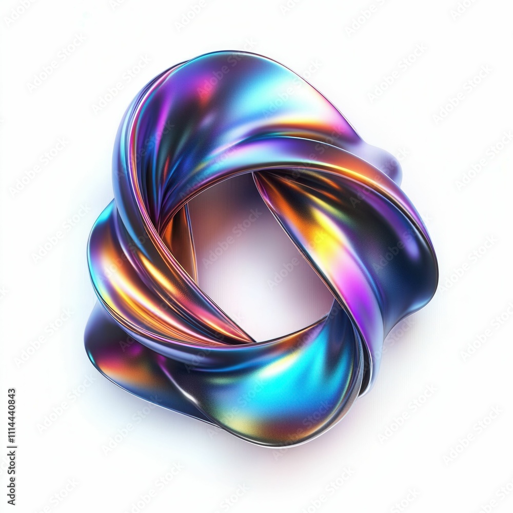 Poster holo abstract 3d shape in an abstract wave 3d render illustration