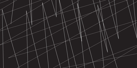 Obraz premium Abstract black and white geometric random chaotic lines with many squares and triangles shape. Metal grid isolated on the white background. Banner with geometric shapes, lines, stripes and triangles.