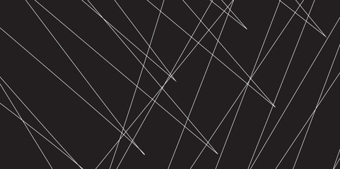 Abstract black and white geometric random chaotic lines with many squares and triangles shape. Metal grid isolated on the white background. Banner with geometric shapes, lines, stripes and triangles.