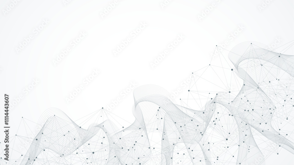 Fototapete Global network connection concept. Big data visualization. Social network communication in the global computer networks. Internet technology. Business. Science. Vector illustration