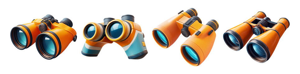 Colorful Binoculars Isolated on Transparent Background