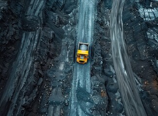 Aerial View of a Mining Dump Truck