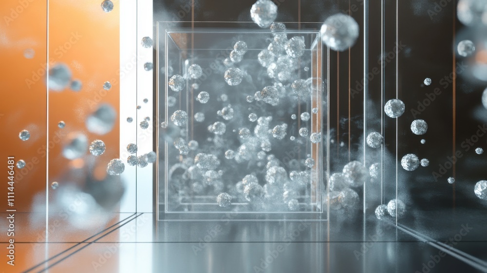 Poster visual representation of bubbles forming in a translucent environment, capturing a sense of movement