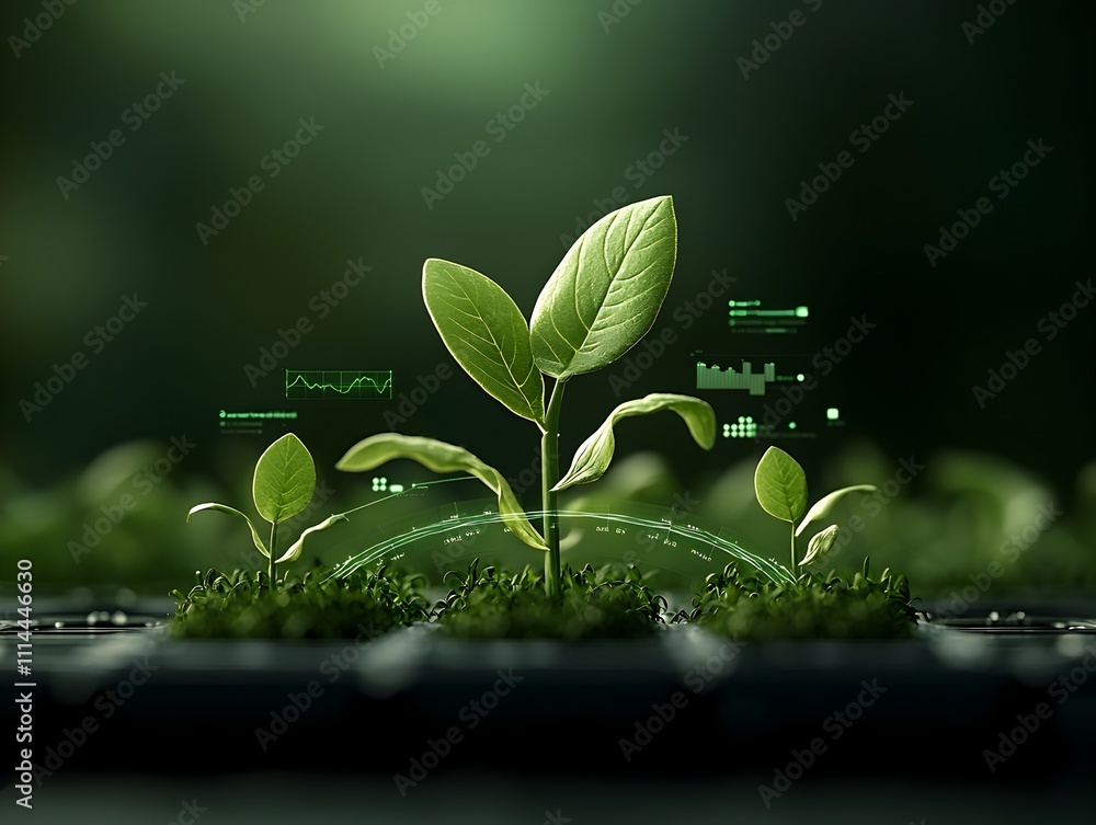 Aufkleber idyllic digital farming tableau showcasing the flourishing of succulent corn seedlings complemented 