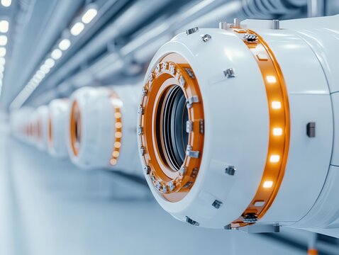 Closeup of the energyefficient propulsion system in a Hyperloop, showcasing innovative transport technology