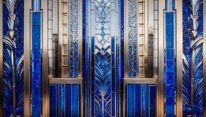 Obraz premium intricately patterned blue glass and metallic accents converge in a dazzling display of luxury