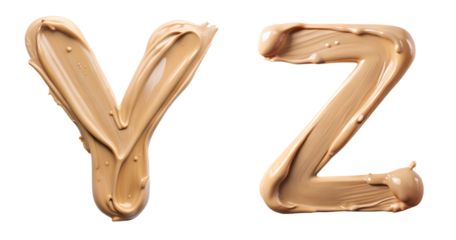 Set of letters Y, Z from cosmetic strokes on a transparent background. Concept of the English alphabet
