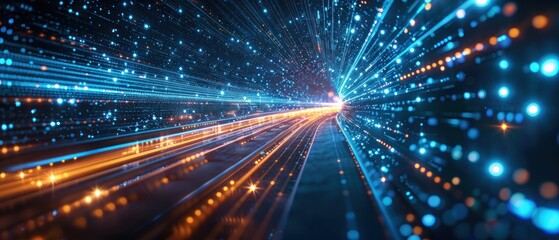 Obraz premium Abstract Tunnel of Light and Data