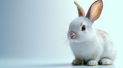Obraz premium A white rabbit is sitting on a white background