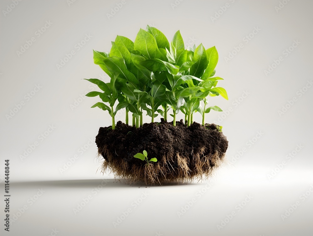 Poster lush and verdant corn seedling development with intricate root systems and delicate leaf structures 