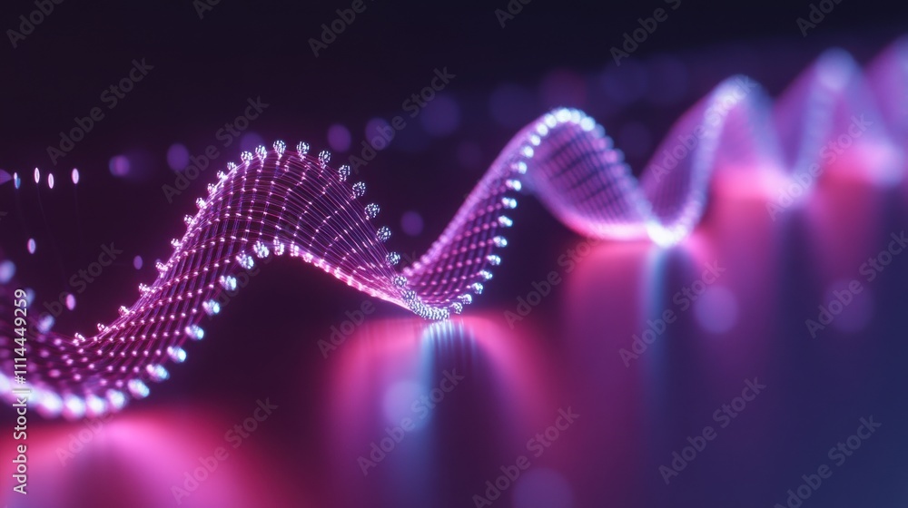 Poster colorful wave patterns created by sound vibrations in a digital art representation