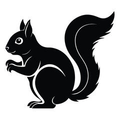 squirrel silhouette vector white background.
