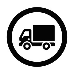 Black silhouette truck in a circle vector icon design