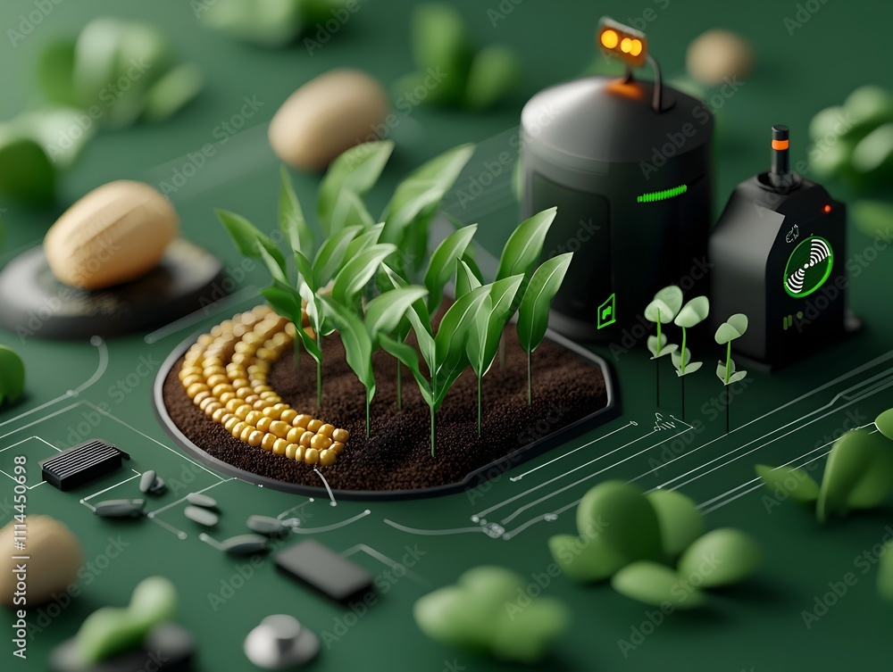 Aufkleber precision farming data visualization showcasing detailed corn seedling growth data metrics and advan