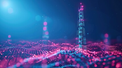 Fototapeta premium Digital Cityscape: A Futuristic Skyline