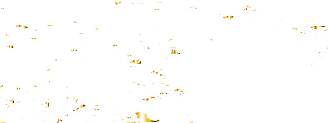 Luxury gold sparkle confetti glitter and zigzag ribbon falling down on transparent background. Vector illustration.