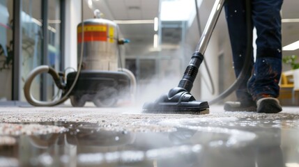 Steam Cleaning a Carpet with a Professional Machine