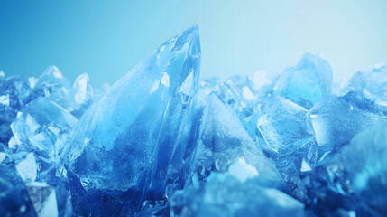 ice cubes on blue background