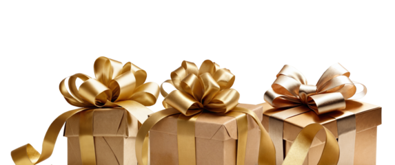 3 festive Christmas gifts, presents boxes in a row as 3d