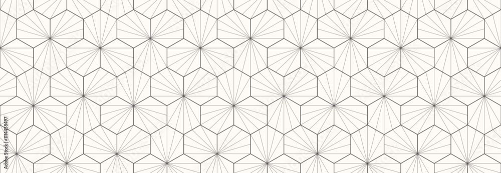 Poster Seamless fabric swatch with hexagons and lines.