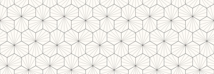 Fototapeta premium Seamless fabric swatch with hexagons and lines.