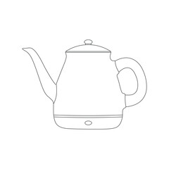 Hand drawn kids drawing electric kettle cartoon isolated