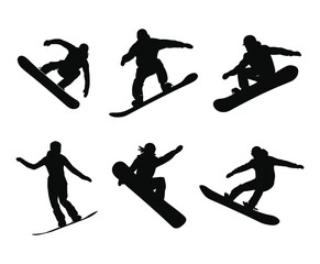 Fototapeta premium A Collection of Elegant Snowboarder Silhouettes Template