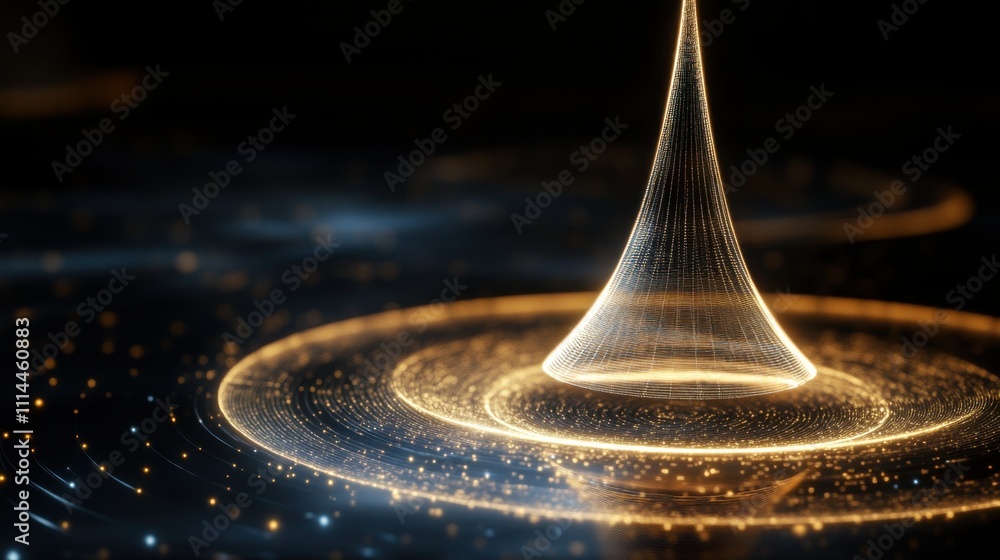 Aufkleber spiral patterns emerge from a central point of light in a dark environment, illustrating visual wave