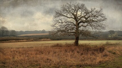 Fototapeta premium Solitary Winter Tree in a Calm Landscape