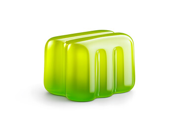 Green Jelly Candy, isolated on white background