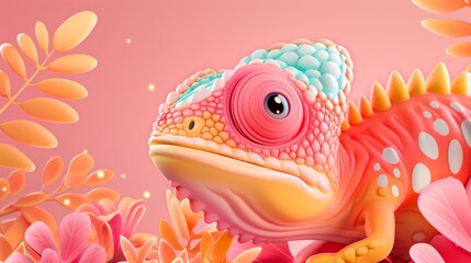 Fototapeta premium Pastel Chameleon in Bloom 