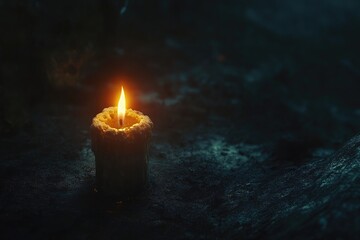 A single flickering flame against a dark background, symbolizing the undying spirit of freedom