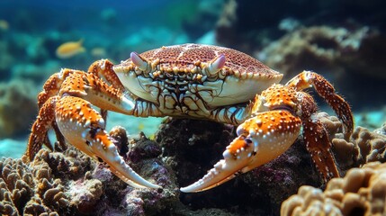A Close-Up View of a Crab in Its Coral Reef Habitat