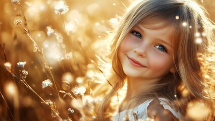 Fototapeta premium Charming girl making smile,natural background