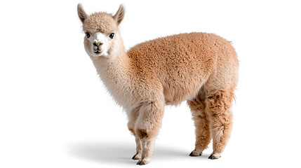 Fototapeta premium A baby llama standing on a white background
