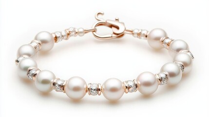 Obraz premium Pearls and beads forming a delicate ocean wave pattern on a bracelet, marine-inspired jewelry, sophisticated craftsmanship